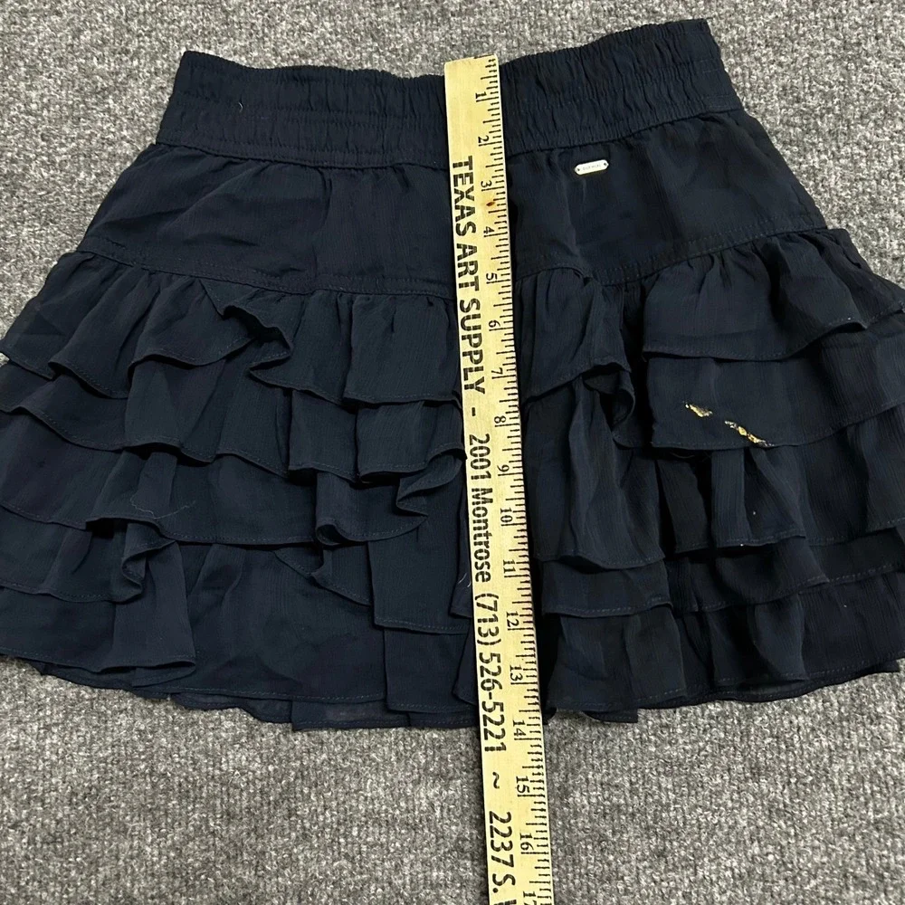 Gilly Hicks Mini Skirt Womens Size S Navy Blue Tiered Ruffle Cotton Lined Casual